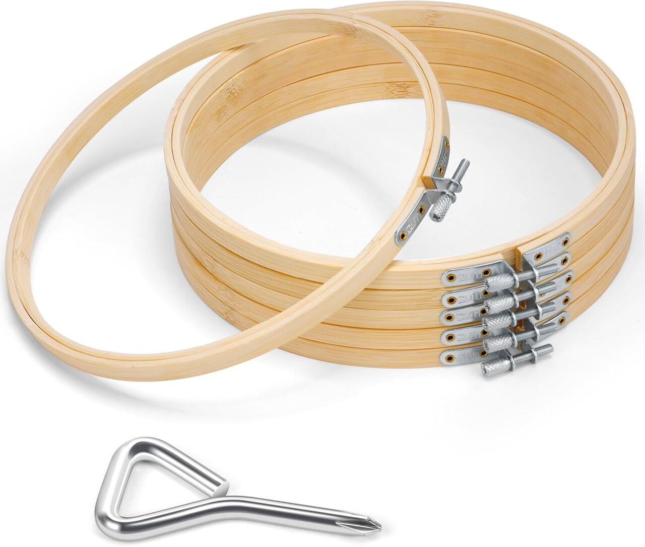 6 Pieces 8 Inch Embroidery Hoop with Metal Screw, Round Embroidery Hoops Set